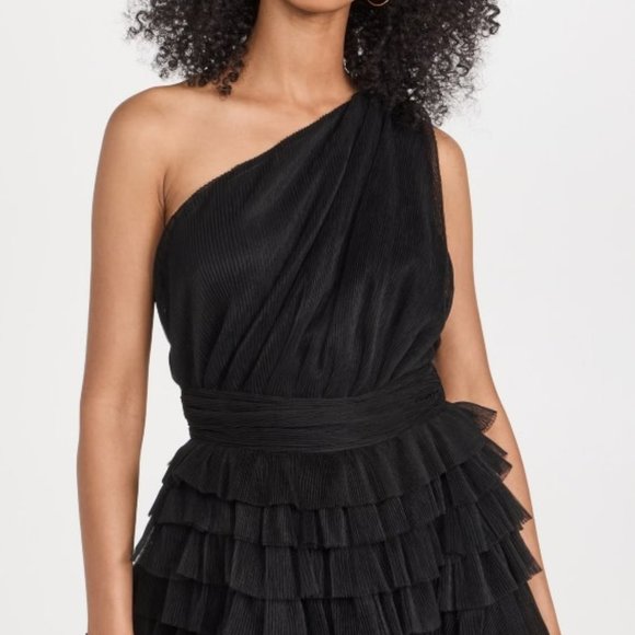 Endless Rose One Shoulder Tiered Tulle Mini Dress Black Size XS - Picture 3 of 6